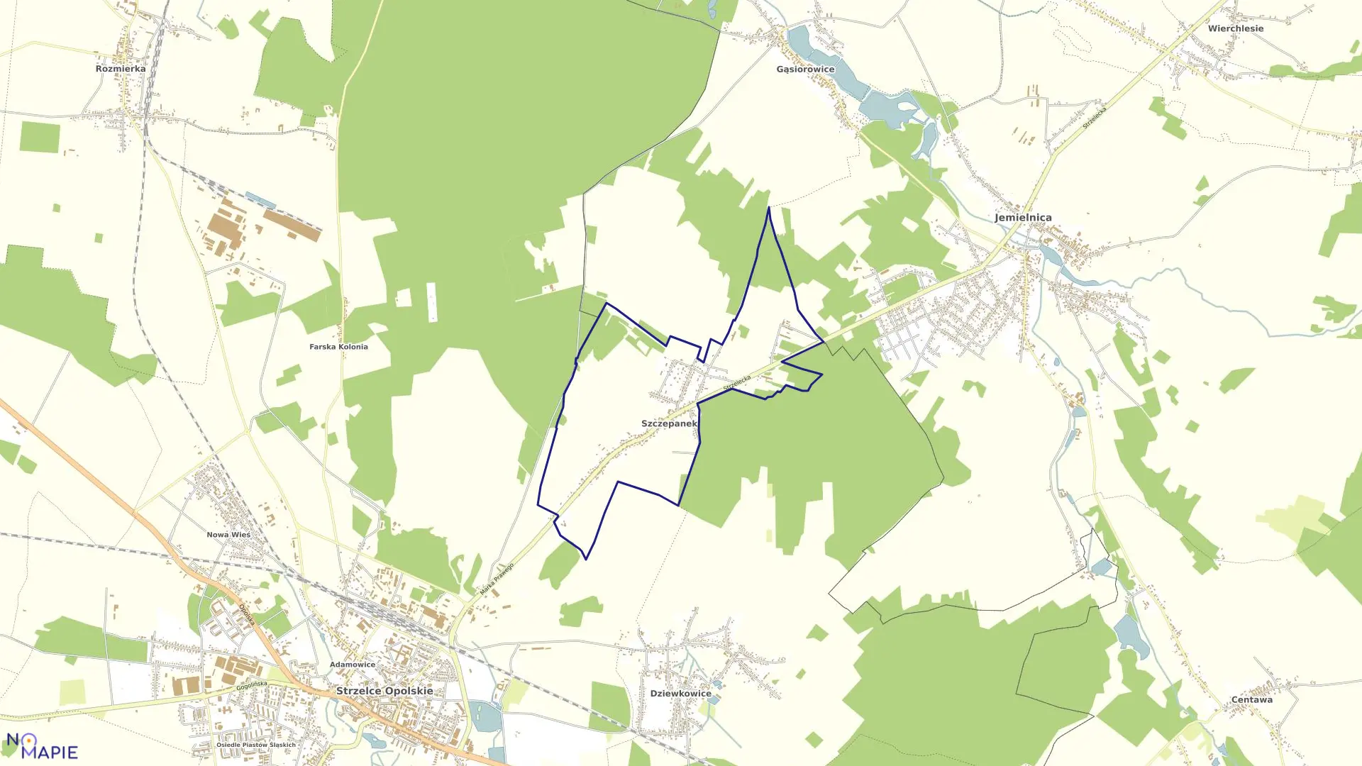 Mapa obrębu SZCZEPANEK w gminie Strzelce Opolskie